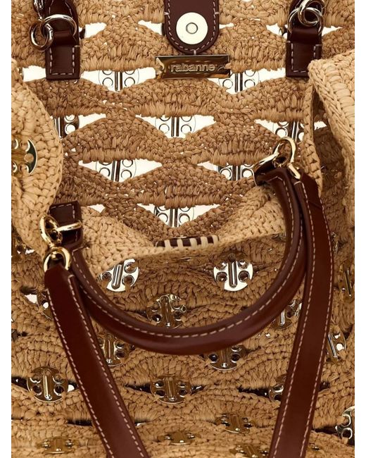 Rabanne Metallic Na Raffia Tote Bag
