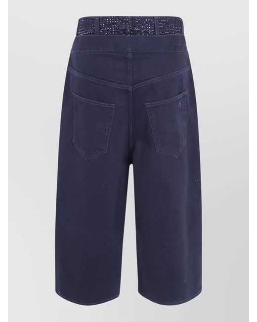 The Attico Blue Denim Shorts Belt Loops Thermostrass Detail