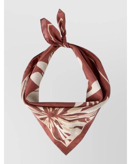 Brunello Cucinelli Pink Silk Foulard Bloom Print Lightweight Square