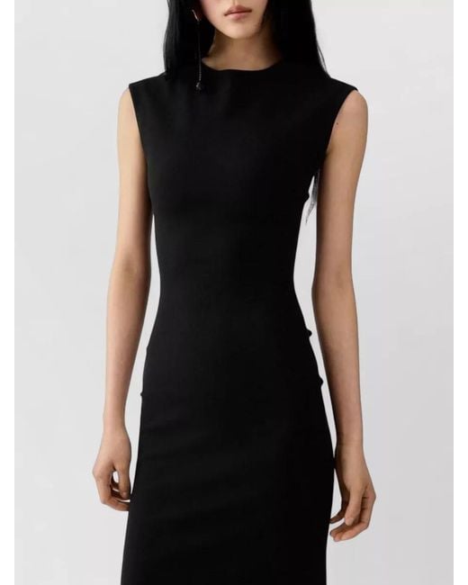 Jacquemus Black Knee Length Dress Cap Sleeves Ruched