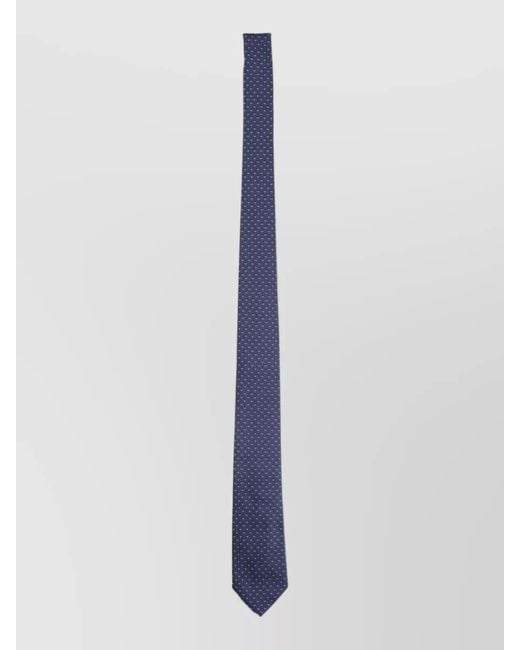 Ferragamo Blue Silk Tie Slim Blade Standard Length Polka Dots for men