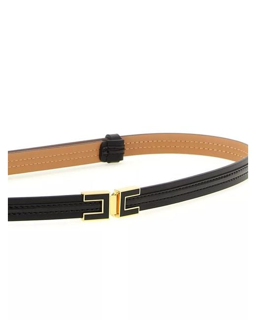 Elisabetta Franchi White Slim Logo Buckle Belt Adjustable Design