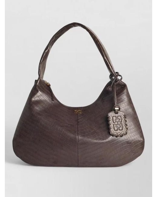Ganni Brown Bou Xxl Leather Shoulder Bag