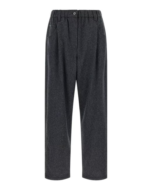 Brunello Cucinelli Black Wool Mix Tapered Pants Five Pockets