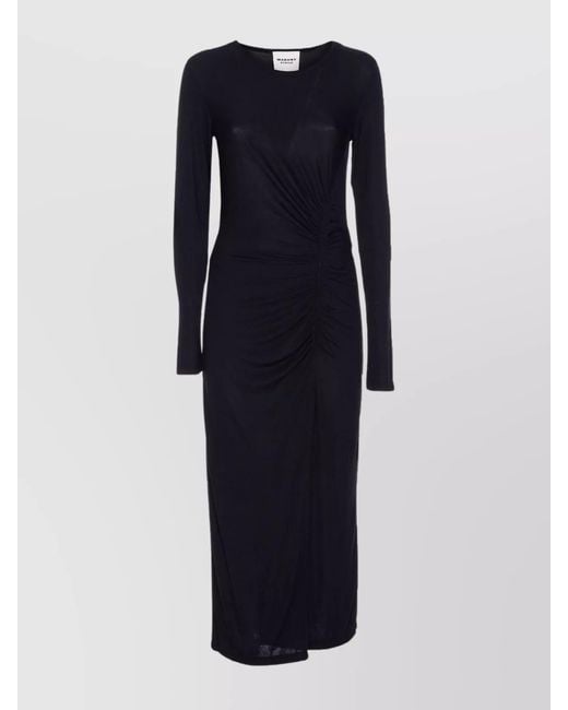 Isabel Marant Blue Draped Gathered Midi Dress