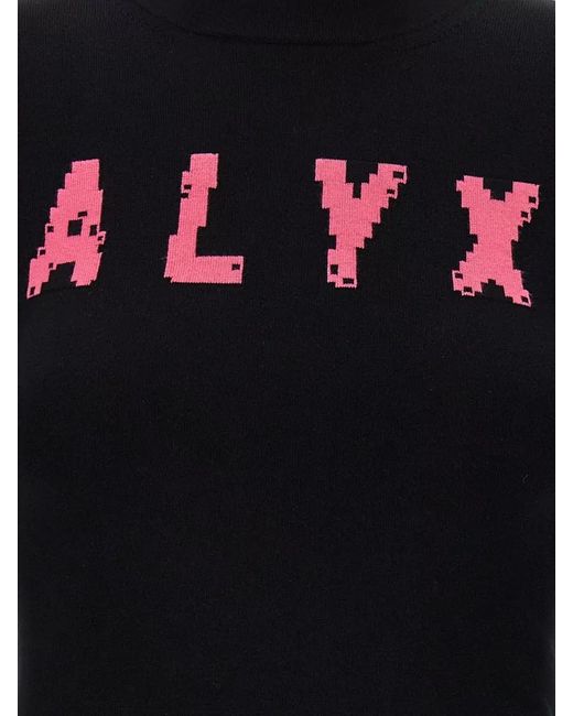 1017 ALYX 9SM Black High Neck Logo Graphic Slim Sweater