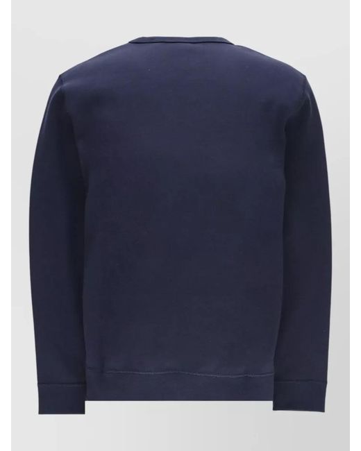 Ralph Lauren Blue Cotton Blend Sweatshirt Elastic Ribbed Trims for men