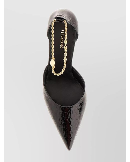 Ferragamo Multicolor Leather Crocodile Embossed Patent Pumps