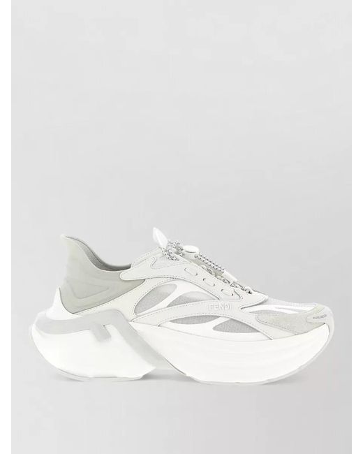 Fendi White Leather Low-Top Sneakers