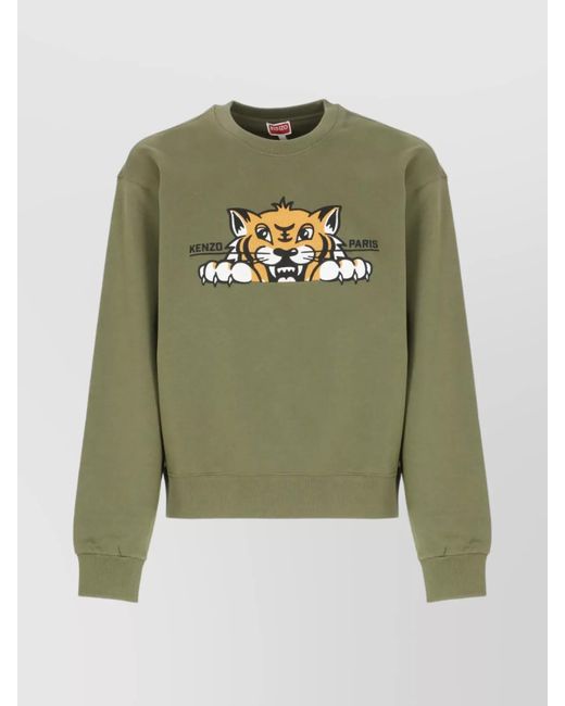 KENZO Green Crewneck Long Sleeve Graphic Sweatshirt for men