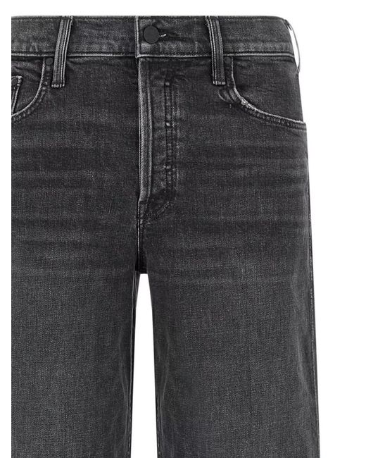 Mother Gray Denim Wide-Leg Jeans