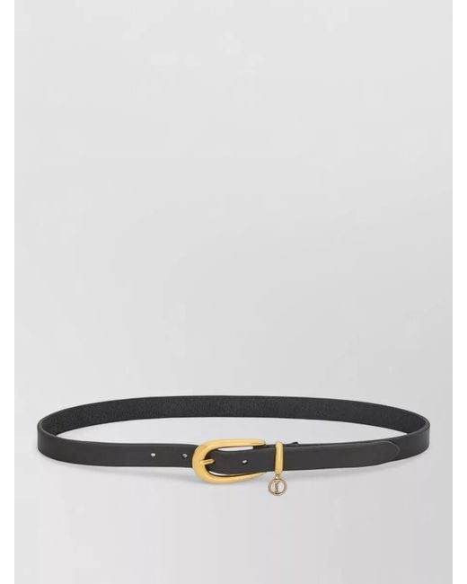 Saint Laurent Gray Cassandre Charm Thin Leather Belt U Buckle