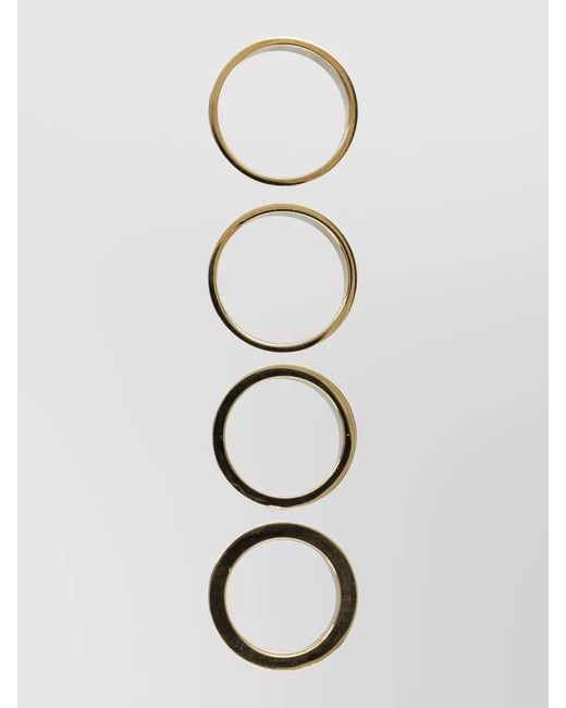 MM6 by Maison Margiela Metallic Four Ring Set Engraved Numbers Stackable for men