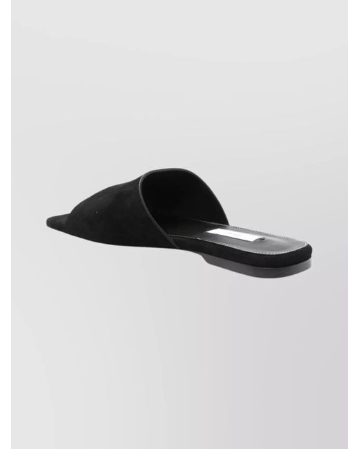 Totême Black Velvet Leather Flat Sandals