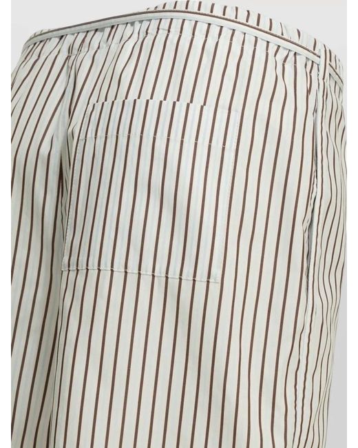 Loulou de Saison White Shorts Striped Elastic Waistband Back Pocket