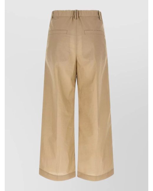 Brunello Cucinelli Natural A Line Wide Leg Techno Cotton Pants