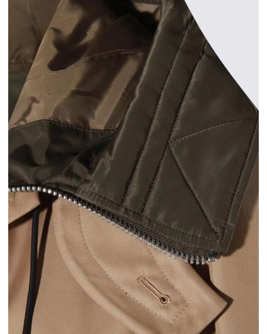 Sacai Brown Hooded Quilted Front Pockets Jacket