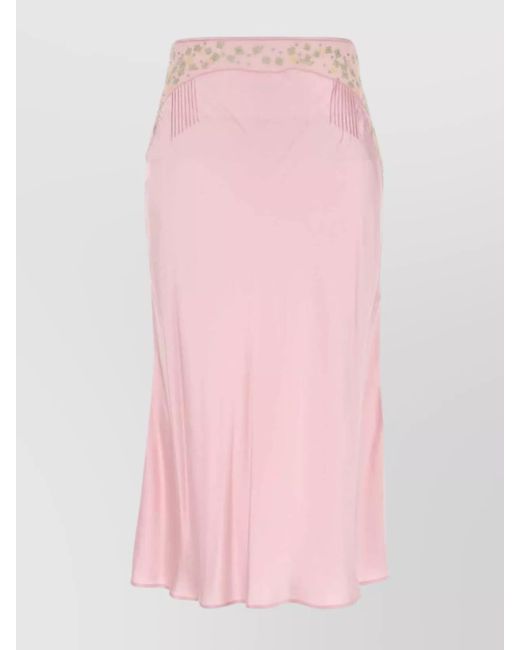 Prada Pink Silk High-Rise Midi Skirt