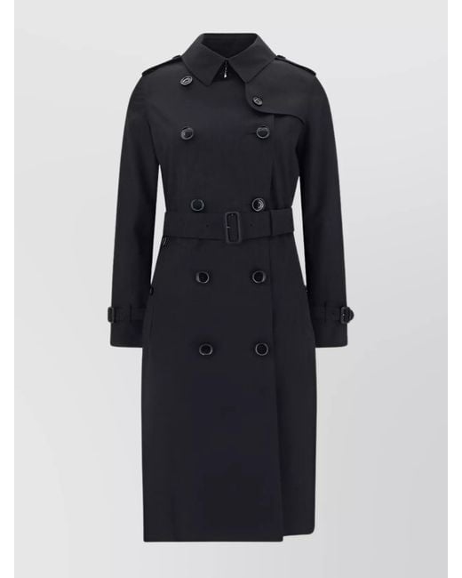 Burberry Blue Cotton Double-Breasted Belted Trench Coat