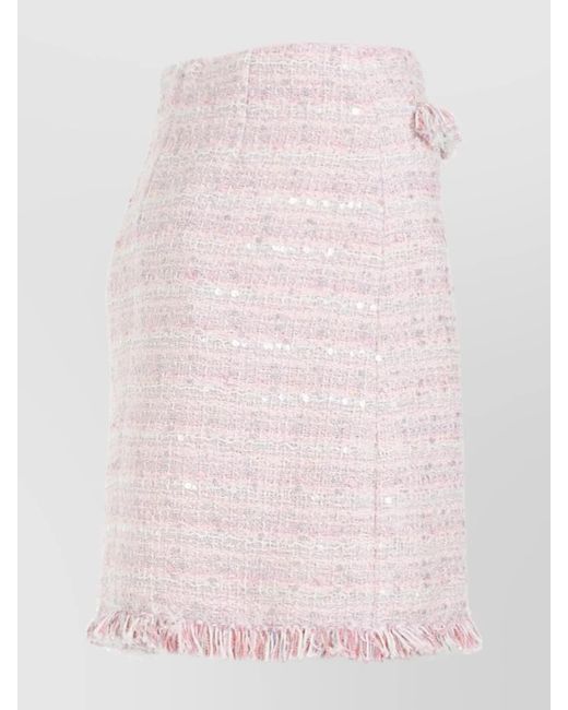 Giambattista Valli Pink Boucle Fringed Mini Skirt