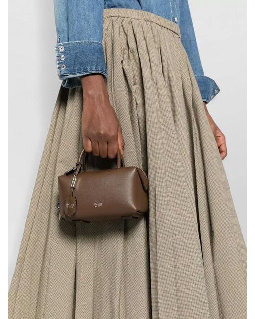 Max Mara Brown Leather Holdalls Clutch Bag