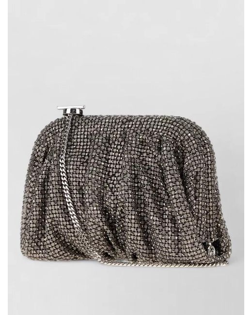 Benedetta Bruzziches Gray Crystal-Embellished Clutch Bag
