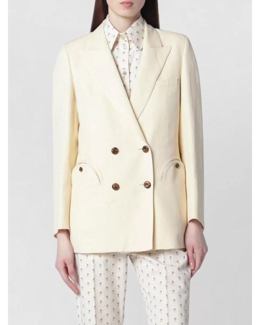 Blazé Milano Natural Silk Linen Double-Breasted Blazer