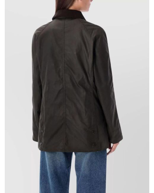 Barbour Black Waxed Cotton Fitted Jacket