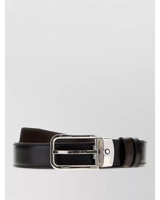 Montblanc White Reversible Leather Belt Adjustable Dual Tone for men