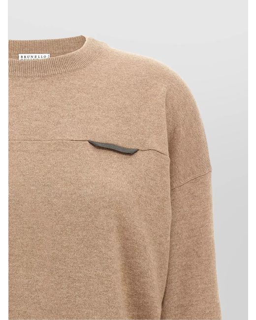Brunello Cucinelli Natural Cashmere Cropped Crewneck Jumper