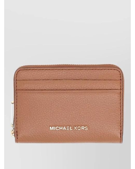 Michael Kors Brown Logo Zip Cardholder Purse Card Slots