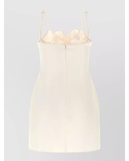 Magda Butrym White Cotton Ruffled Sweetheart Neck Mini Dress