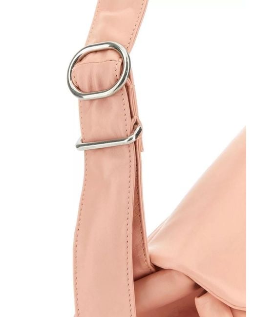 Jil Sander Pink Cannolo Large Nappa Leather Padded Shoulder Bag