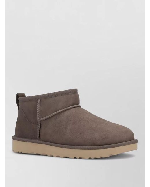 Ugg Brown Ankle Boots Pull Tab Round Toe Suede