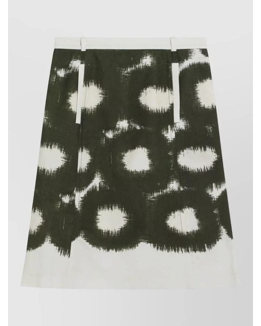 Prada Green A Line Skirt Abstract Pattern Belt Loops