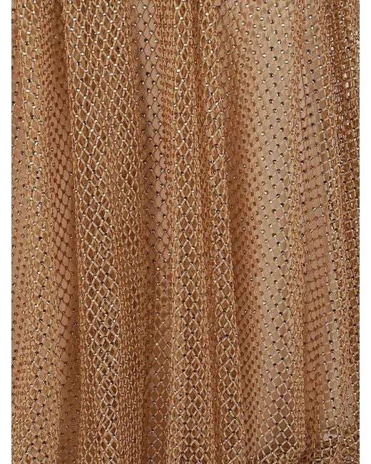 Max Mara Brown Mesh Knot Dress Sleeveless Round Neckline
