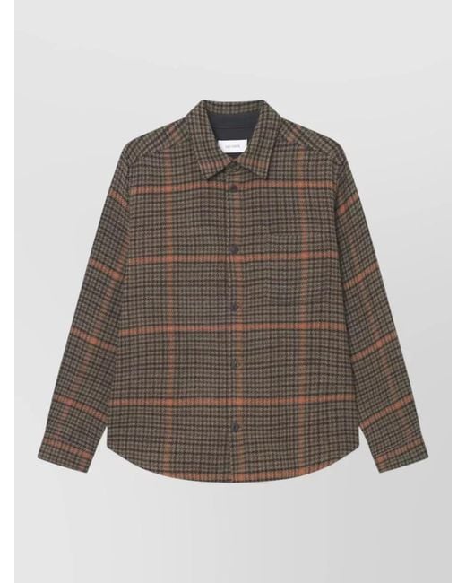 Les Deux Brown Kody Houndstooth Checked Overshirt Jacket for men