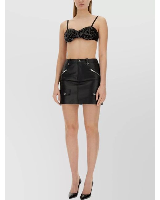 Moschino Black Sequined Cropped Top