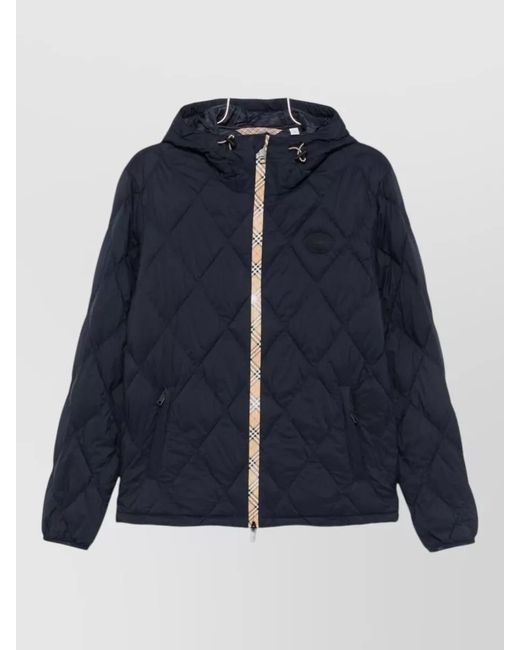 Burberry Blue Quilted Hooded Puffer Jacket for men