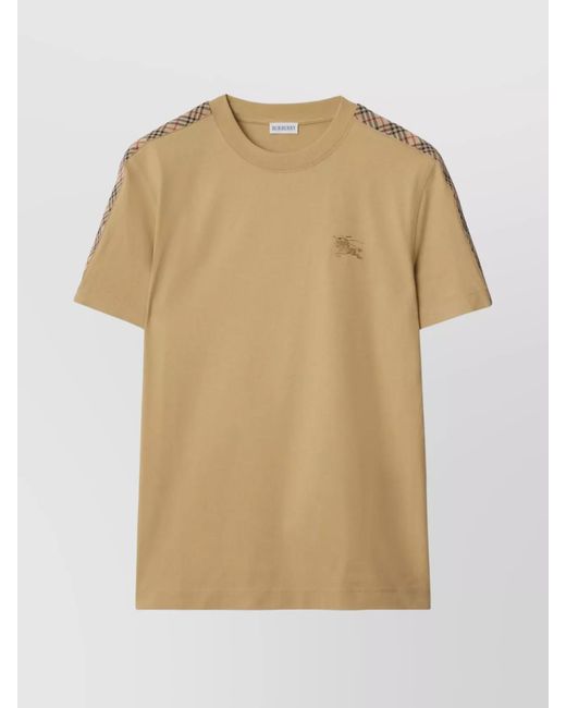 Burberry Natural Cotton Slim-Fit Check-Trim T-Shirt for men