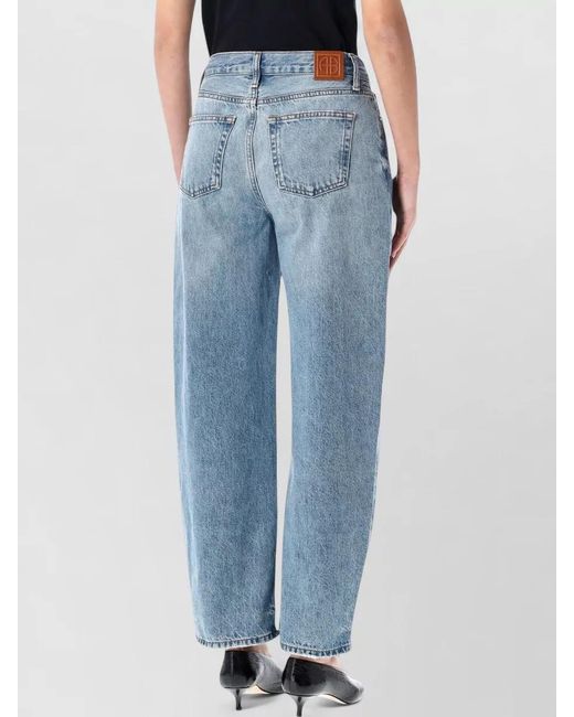 Anine Bing Blue Denim Mid-Rise Straight-Leg Ankle-Length Jeans