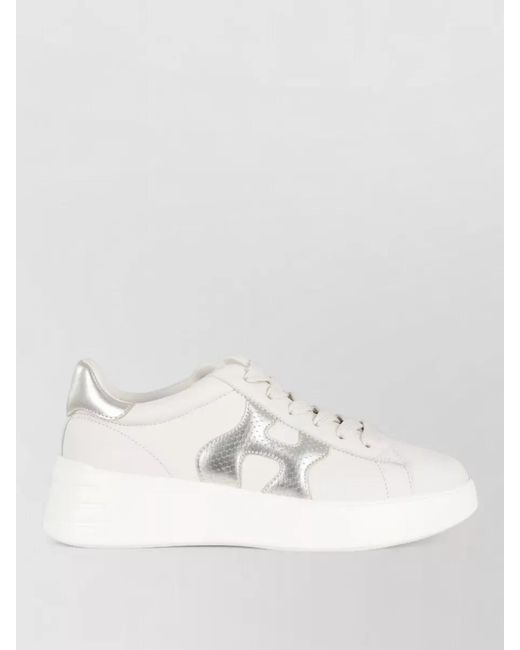 Hogan White Leather Low-Top Lace-Up Sneakers