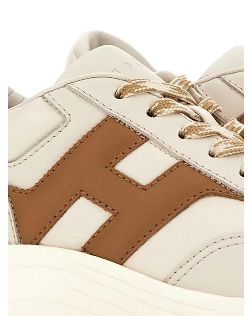 Hogan Natural Leather Low-Top Sneakers