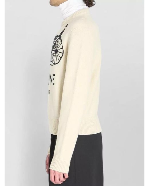 Céline White Crew Neck Graphic Knitwear Long Sleeve Sweater for men