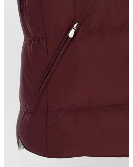 Brunello Cucinelli Purple Quilted Hooded High Neck Technical Vest for men