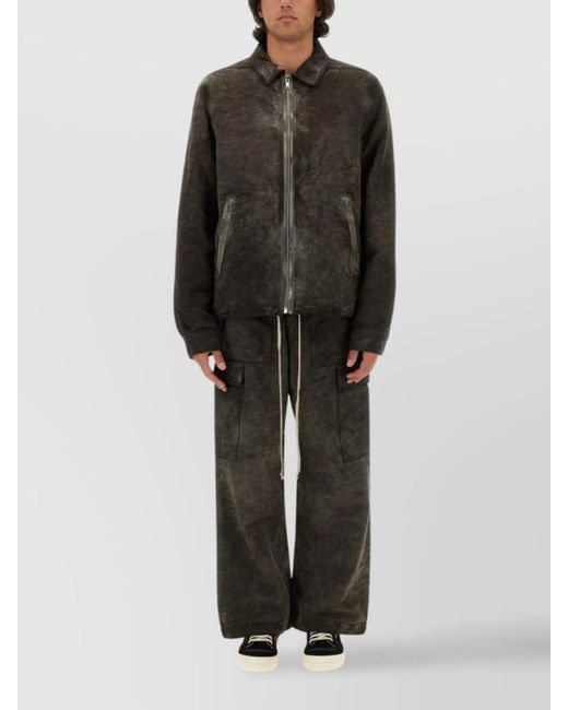 Rick Owens Black Cotton Regular-Fit Wide-Leg Trousers for men