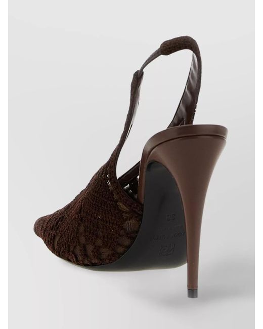 Magda Butrym Brown Crochet Slingback Pumps