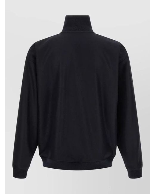 Jil Sander Blue Wool Funnel Neck Zip Jacket for men