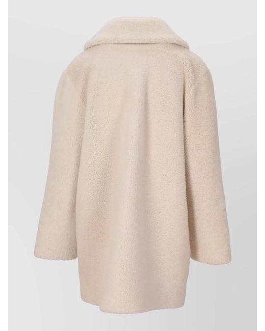 LA ROSE Natural Long Hair Coat Notched Collar Sleeves