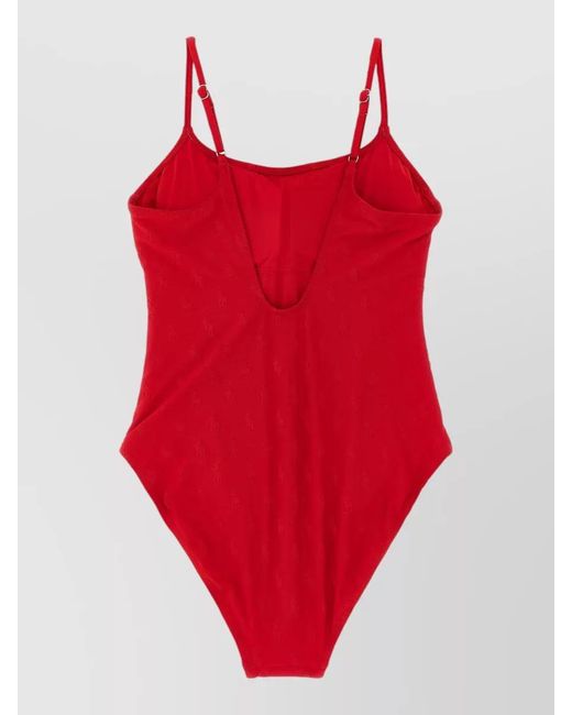 Polo Ralph Lauren Red Jacquard One-Piece Swimsuit